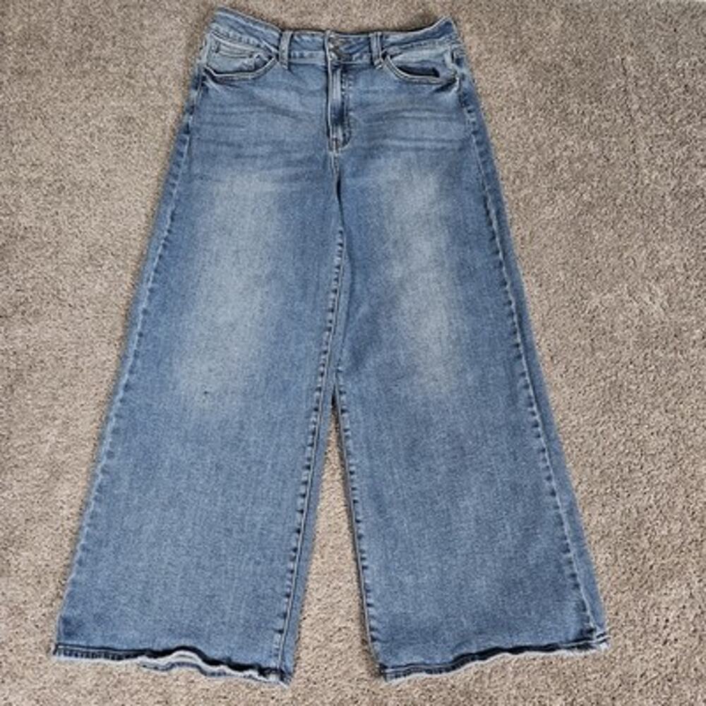 Just USA Jeans Women's 31 Blue Wide Leg Stretch Boho Festival Grunge